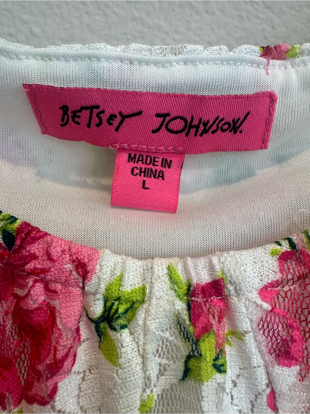 Betsey Johnson Goldie Floral Mini Dress Puff Sleeve Smocked Y2K Large - Picture 3 of 13